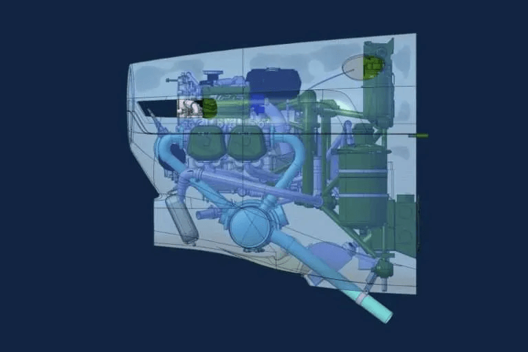 Redesign of exhaust system and engine cowlings